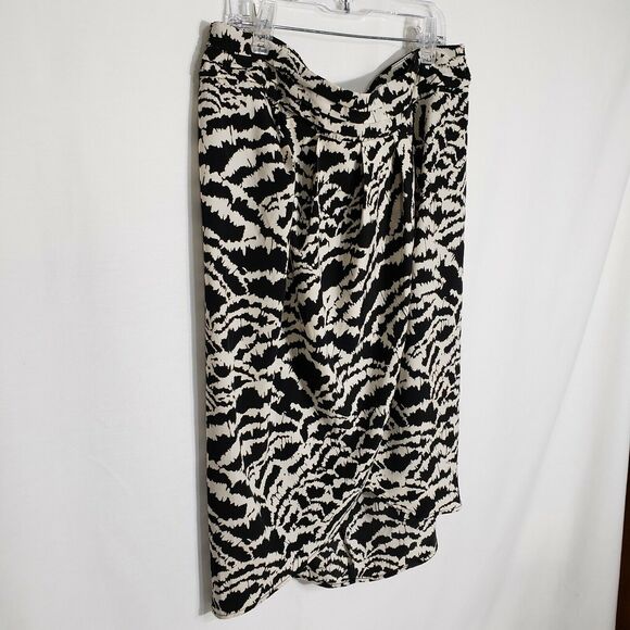 Forever 21 XXI Skirt Size Large Juniors Wrap Pleated Front Black Ivory Polyester - Picture 6 of 10